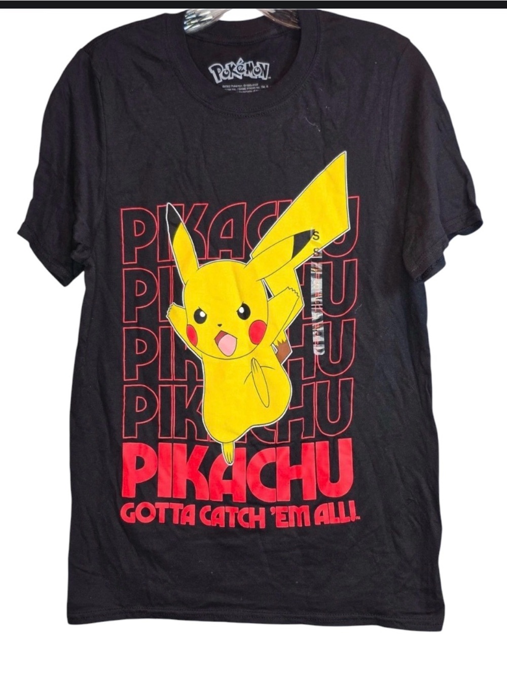 Pokemon T-Shirt Black Pikachu Graphic Gotta Catch Em All Cotton Sz(M)